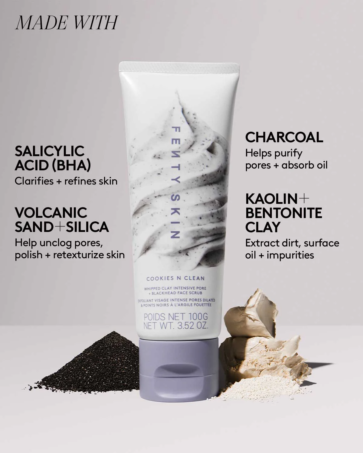 Cookies N Clean Whipped Clay Intensive Pore + Blackhead Face Scrub and Volcanic Sand + Charcoal - Image 5