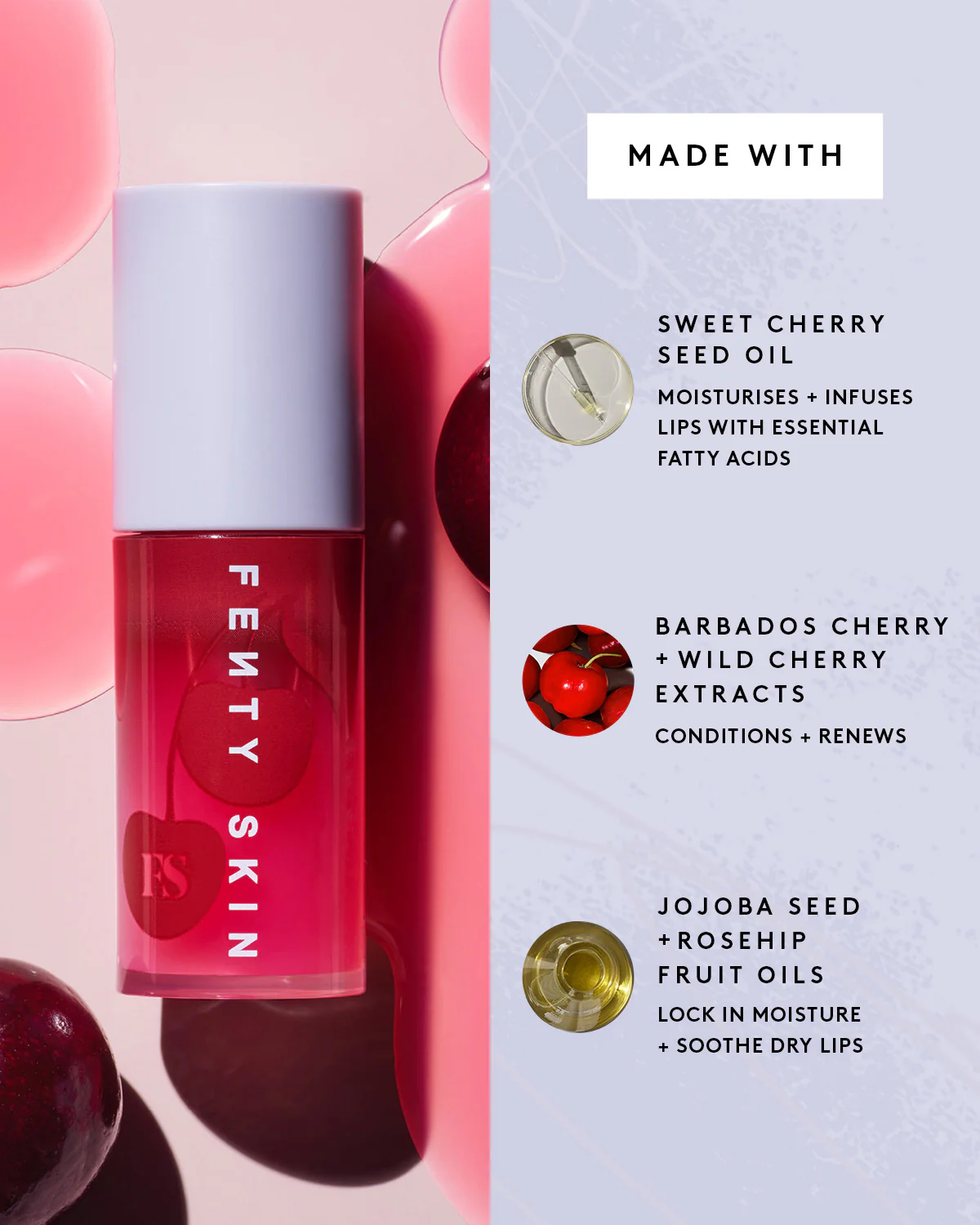 Fenty Treatz Hydrating + Strengthening Lip Oil — Barbados Cherry - Image 3